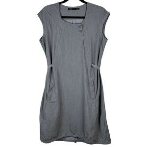 Nau Heritage Women's Sheath Sleeveless Dress Size 14 Organic Cotton Tencel Gray